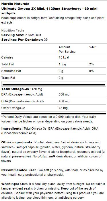 Ultimate Omega 2X Mini 1120 mg - 60 rágható gél kapszula