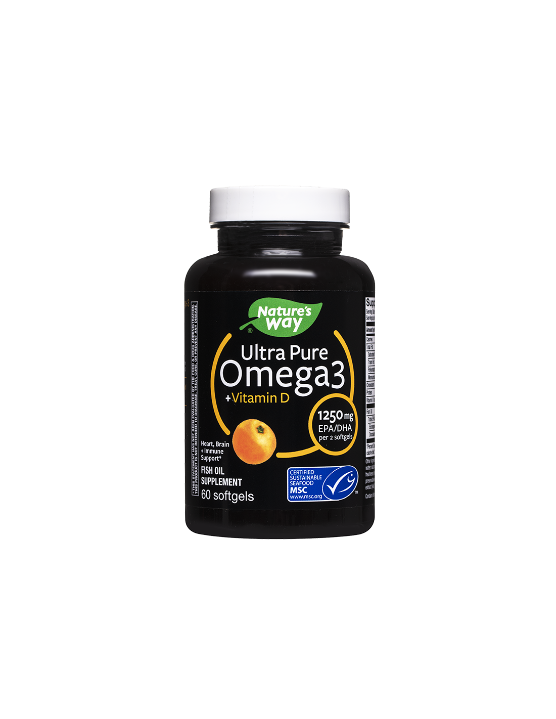 Ultra Pure Omega-3 + D3-vitamin- Ultra Pure Omega-3 1250 mg + D3-vitamin 1000 NE, 60 db lágyzselé kapszula Nature's Way