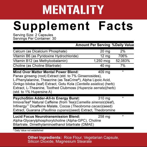 Mentality | Energy and Focus Nootropic 60 capsules - Nutra Best Europe