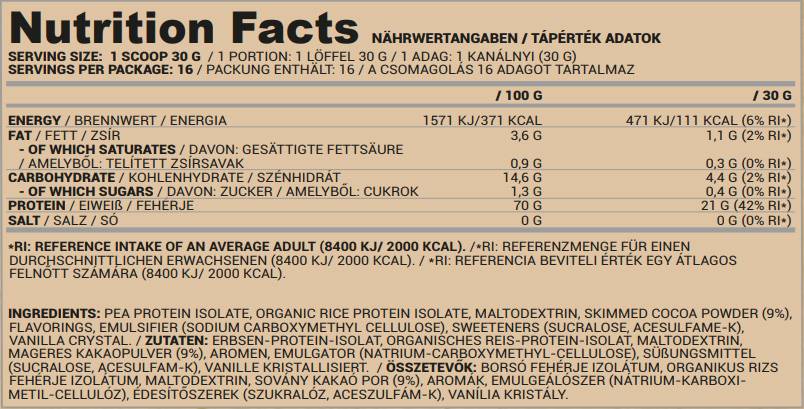 Vegán fehérje | Borsó és rizs - 30 gramm