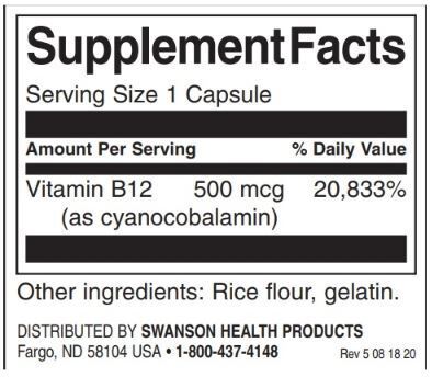B-12-vitamin 500 mcg - 250 kapszula