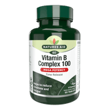 B-vitamin komplex (Vitamin B Complex 100) 60 tabletta lassú hatóanyag-leadású NaturesAid-del