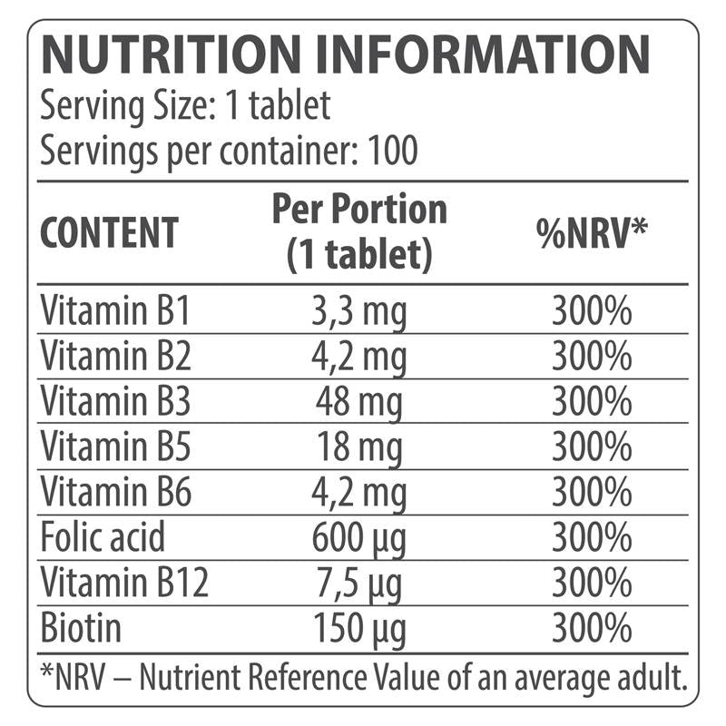 B-vitamin komplex - 100 tabletta