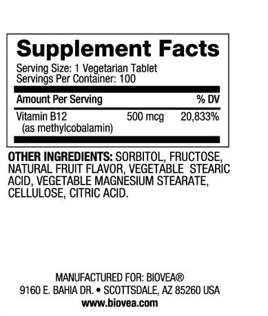 B12-vitamin 500 Gyorsan oldódó metilkobalamin/100 tabletta