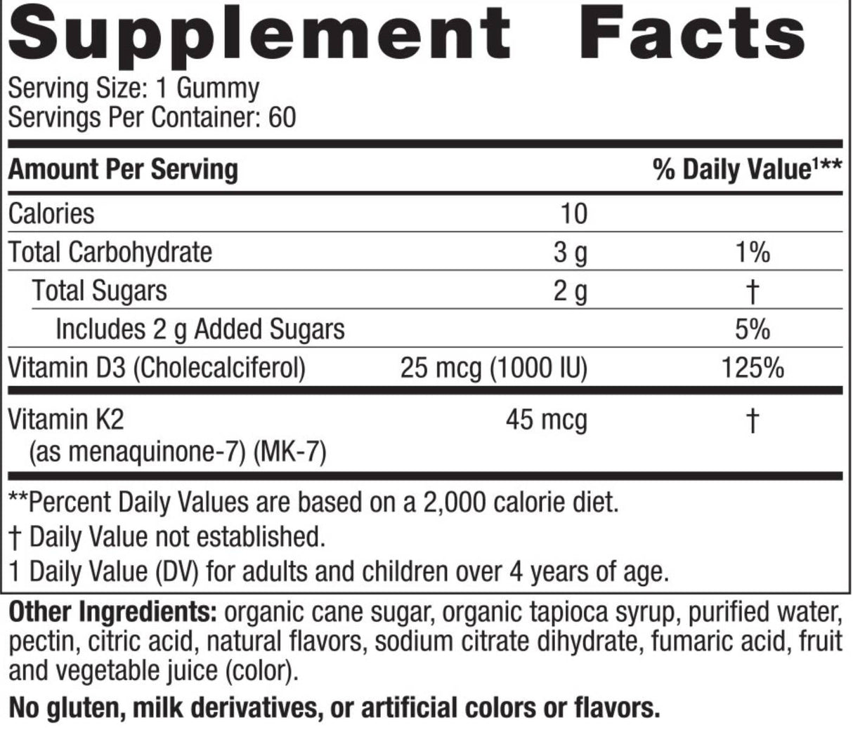 D3-vitamin 1000 NE + K2 45 mcg | Gumik - 60 gumicukor