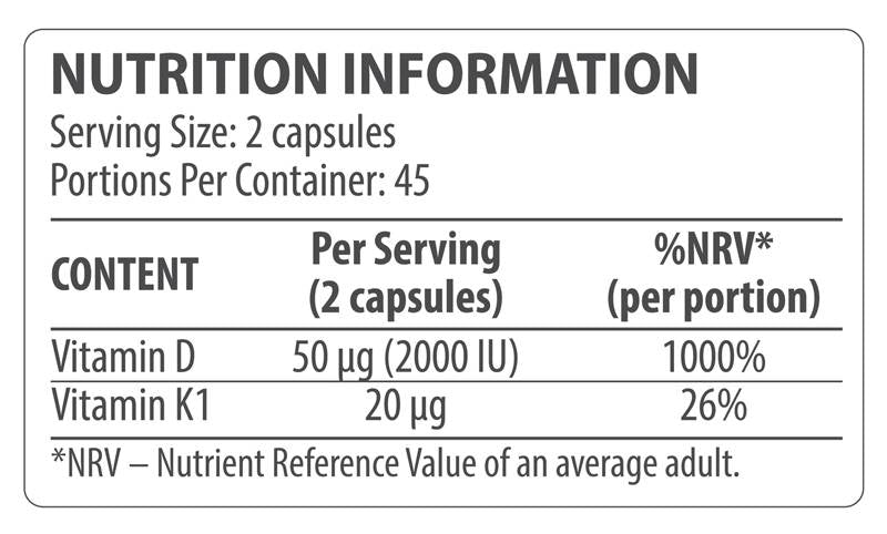 D3-vitamin + K1 90 kapszula