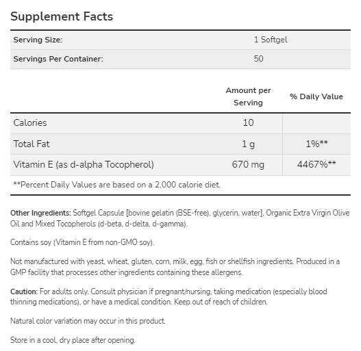 Vitamin E-1000 Natural - 50 gél kapszula