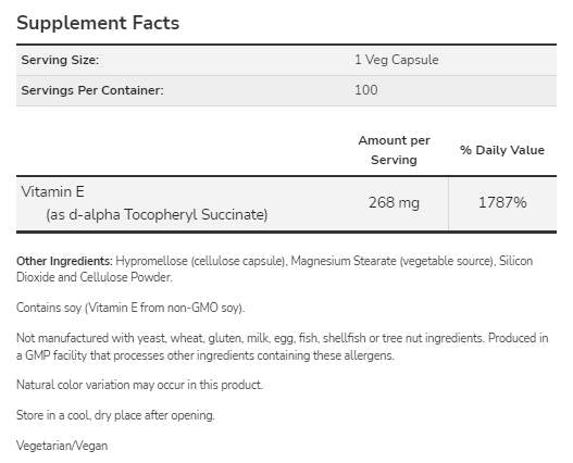 E-400 vitamin d-alfa Tokoferil | Vegetáriánus száraz - 100 kapszula