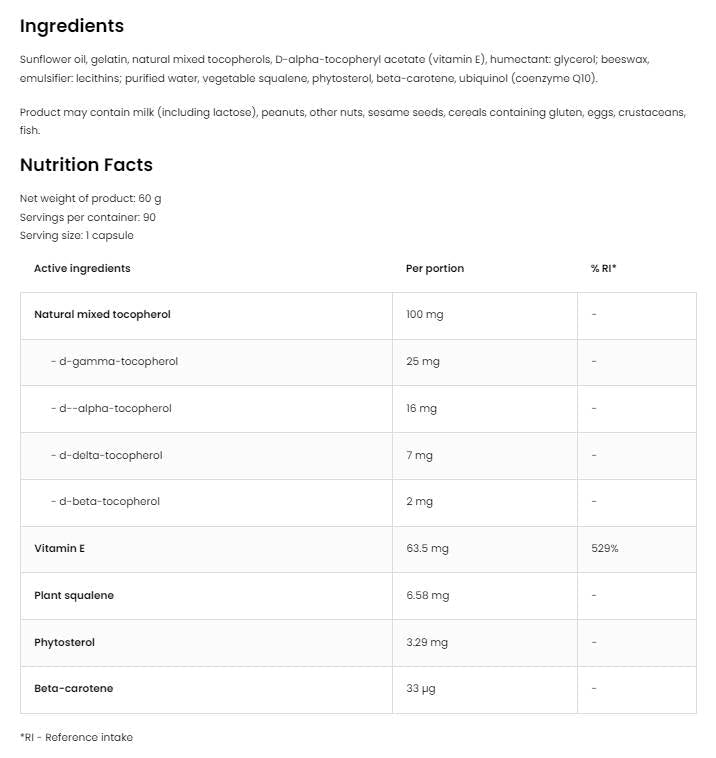E-vitamin/Natural Tocopherols Complex 90 gél kapszula