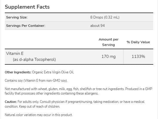 Vitamin E-Oil Liquid | d-alfa tokoferol - 30 ml