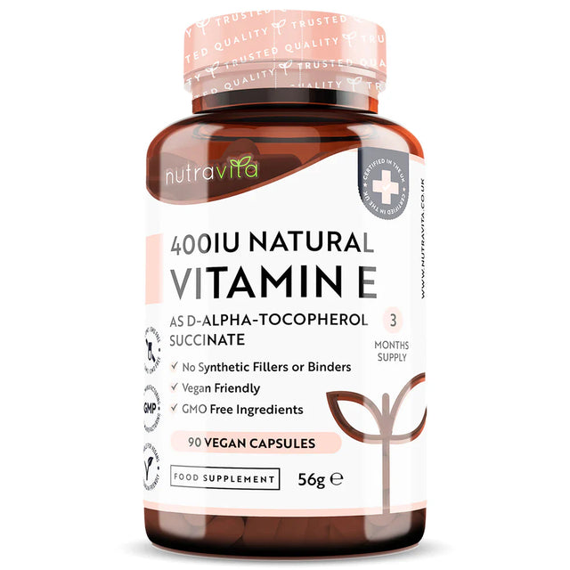 Natural Vitamin E 400IU 90 Vcaps - Nutra Best Europe