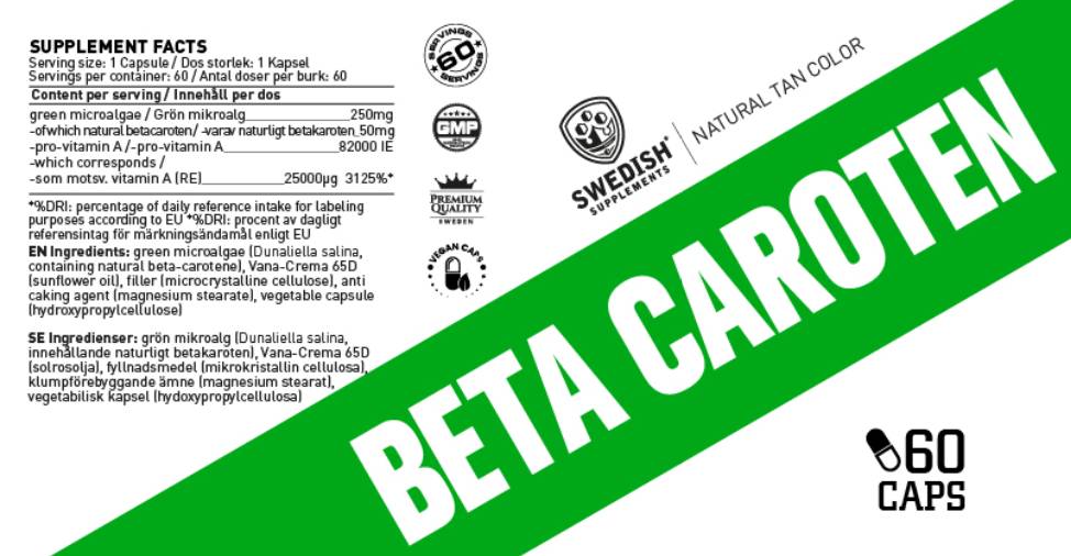 Beta Carotene Natural 25000 IU - 60 capsules - Nutra Best Europe