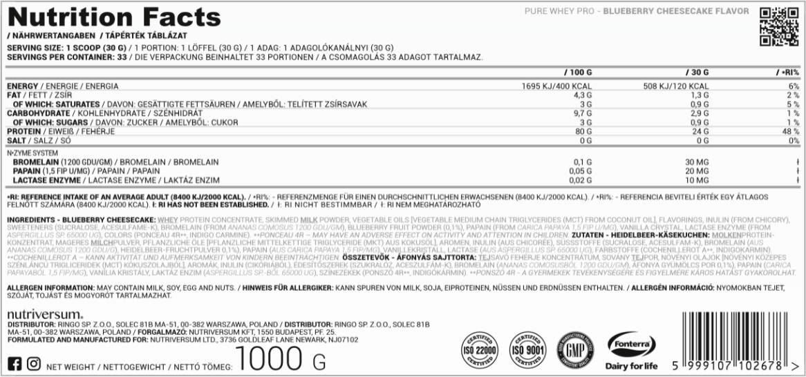 Whey Pro Pure | N-Zyme rendszerrel - 2000 gramm