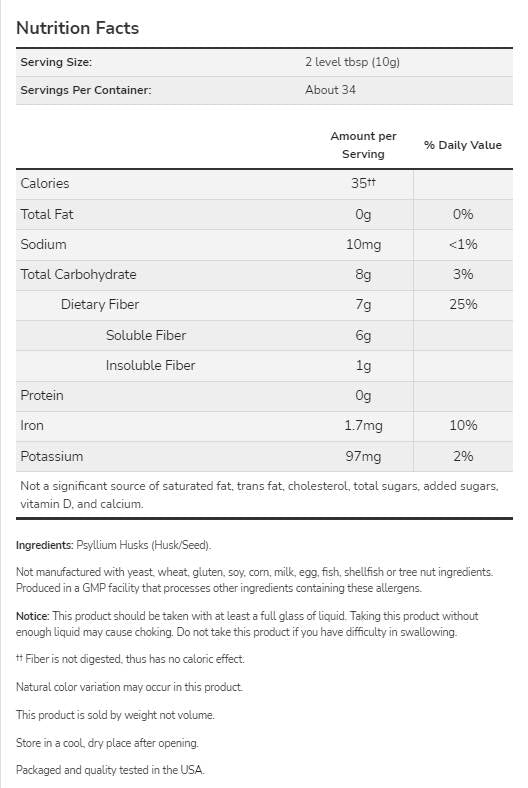 Egész Psyllium Husks por - 340 gramm