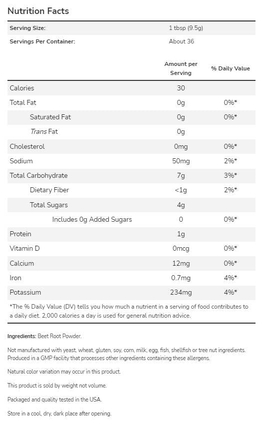 Beet Root Powder - 340 grams - Nutra Best Europe