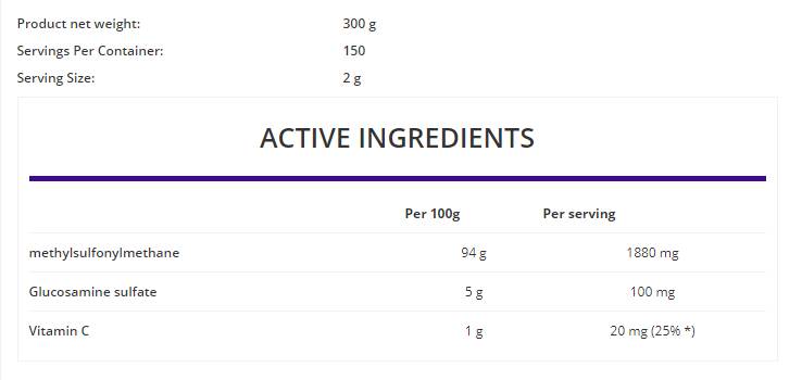 MSM Plus 300 grams - Nutra Best Europe