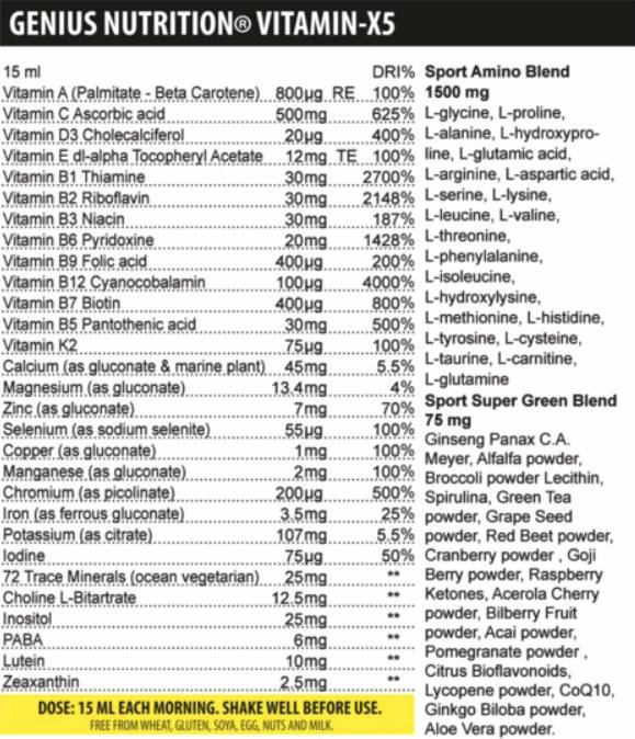 Vitamin-X5 Liquid 500 ml - Nutra Best Europe