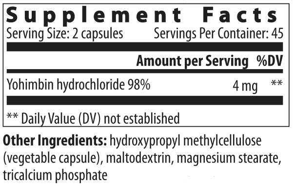 Yohimbe HCL 2 mg 90 kapszula