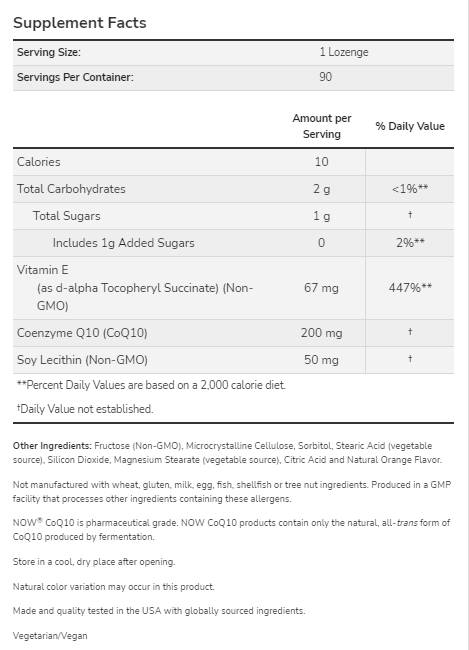 CoQ10 200 mg | Chewable - 90 Sublingual Tablets - Nutra Best Europe