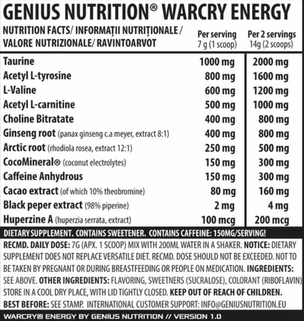 WarCry Energy - 300 grams - Nutra Best Europe
