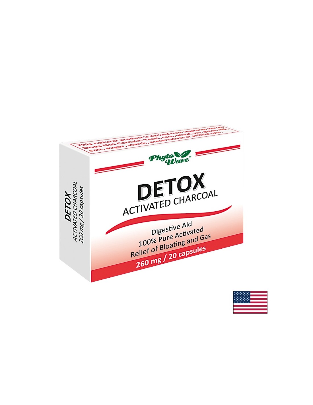 Detox Activated Charcoal 260 mg x 20 capsules - Nutra Best Europe