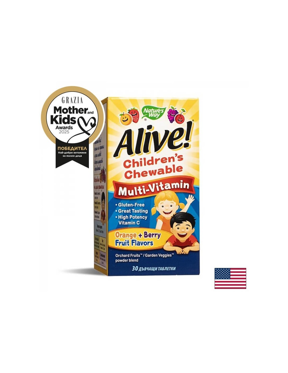Alive! Children's Chewable Multi-Vitamin Tablets - 30 Chewable Tablets - Nutra Best Europe