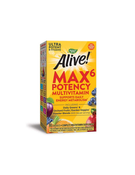 Alive!® Max6 Max Potency Multivitamin (No Iron) Alive! / Multivitamins maximum strength (without added iron), 90 capsules Nature's Way - Nutra Best Europe