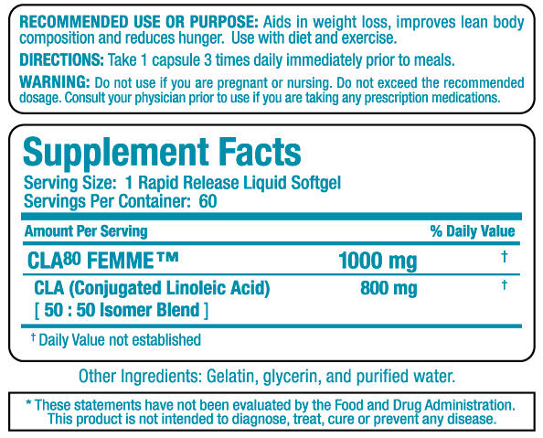 CLA 80 Femme 60 Gel capsules - Nutra Best Europe