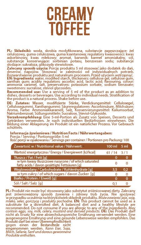 Syrup Zero Calorie | Creamy Toffee - 500 ml - Nutra Best Europe