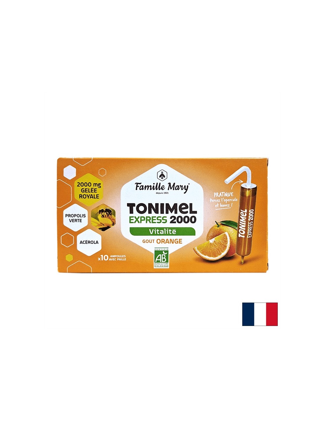 Ampoules for tone, energy and immunity (with royal jelly 2000 mg), BIO, 10 ampoules for drinking, orange flavor - Nutra Best Europe