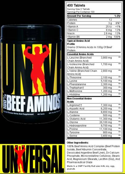 100% Beef Amino - 400 Tablets - Nutra Best Europe