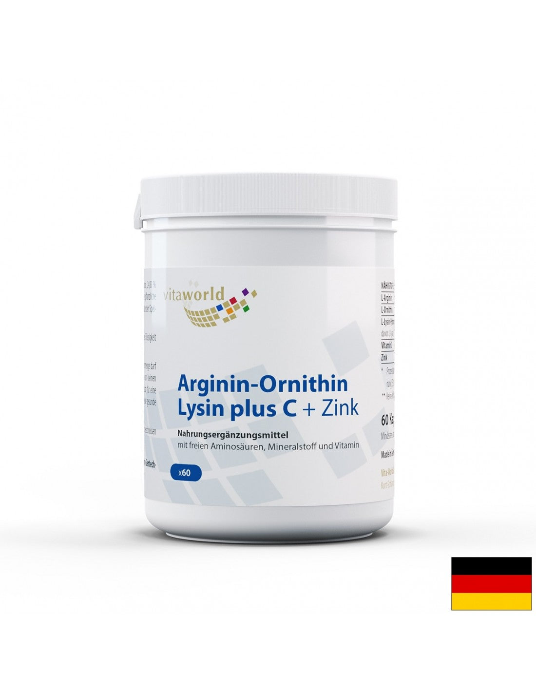 Arginine-Ornithine-Lysin + C + Zink / Arginine-Ornithine-Lysine + Vitamin C + Zinc, 60 capsules - Nutra Best Europe