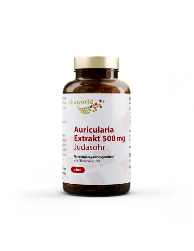 Auricularia (Judasohr) extrakt / Auricularia (Judasohr) 500 mg, 100 capsules - Nutra Best Europe
