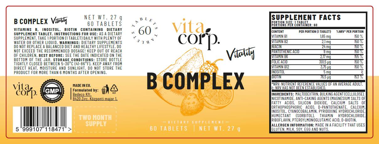 Vitamin B Complex - 60 Tablets - Nutra Best Europe