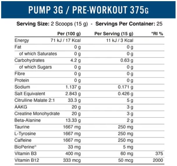 Pump 3G | Next Generation Pre-Workout - 375 grams - Nutra Best Europe