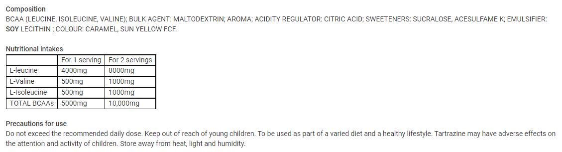 BCAA 8.1.1 Zero Powder - 500 grams - Nutra Best Europe