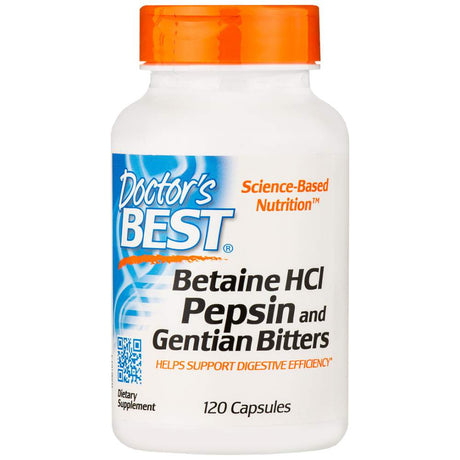 BEST Betaine HCL 650 mg / with Pepsin & Gentian Bitters - 120 capsules - Nutra Best Europe