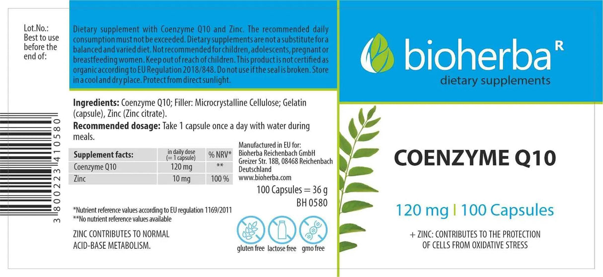 CoQ10 120 mg - 100 capsules - Nutra Best Europe