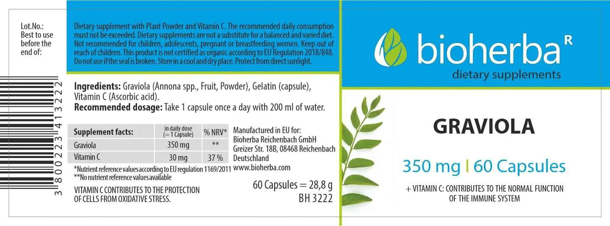 Graviola 450 mg - 60 capsules - Nutra Best Europe