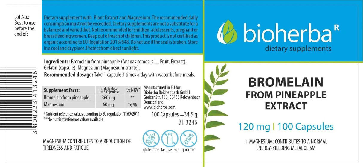 Bromelain 200 mg - 100 capsules - Nutra Best Europe