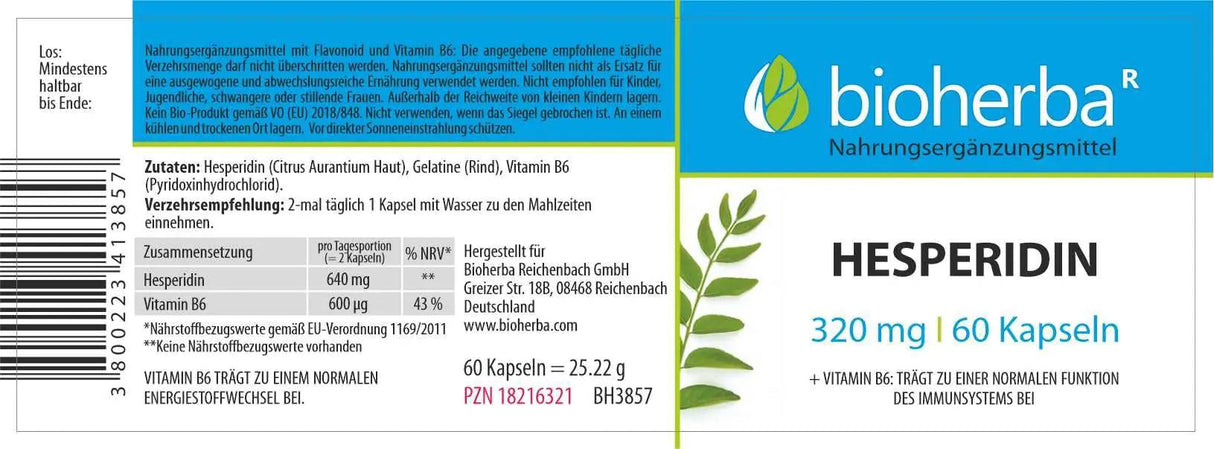 Hesperidin 320 mg - 60 capsules - Nutra Best Europe
