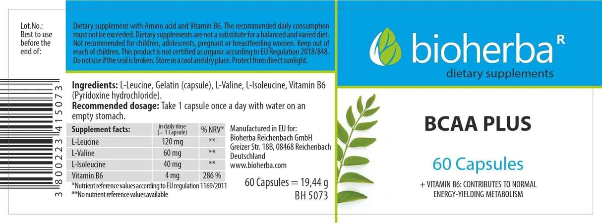 BCAA Plus - 60 capsules - Nutra Best Europe