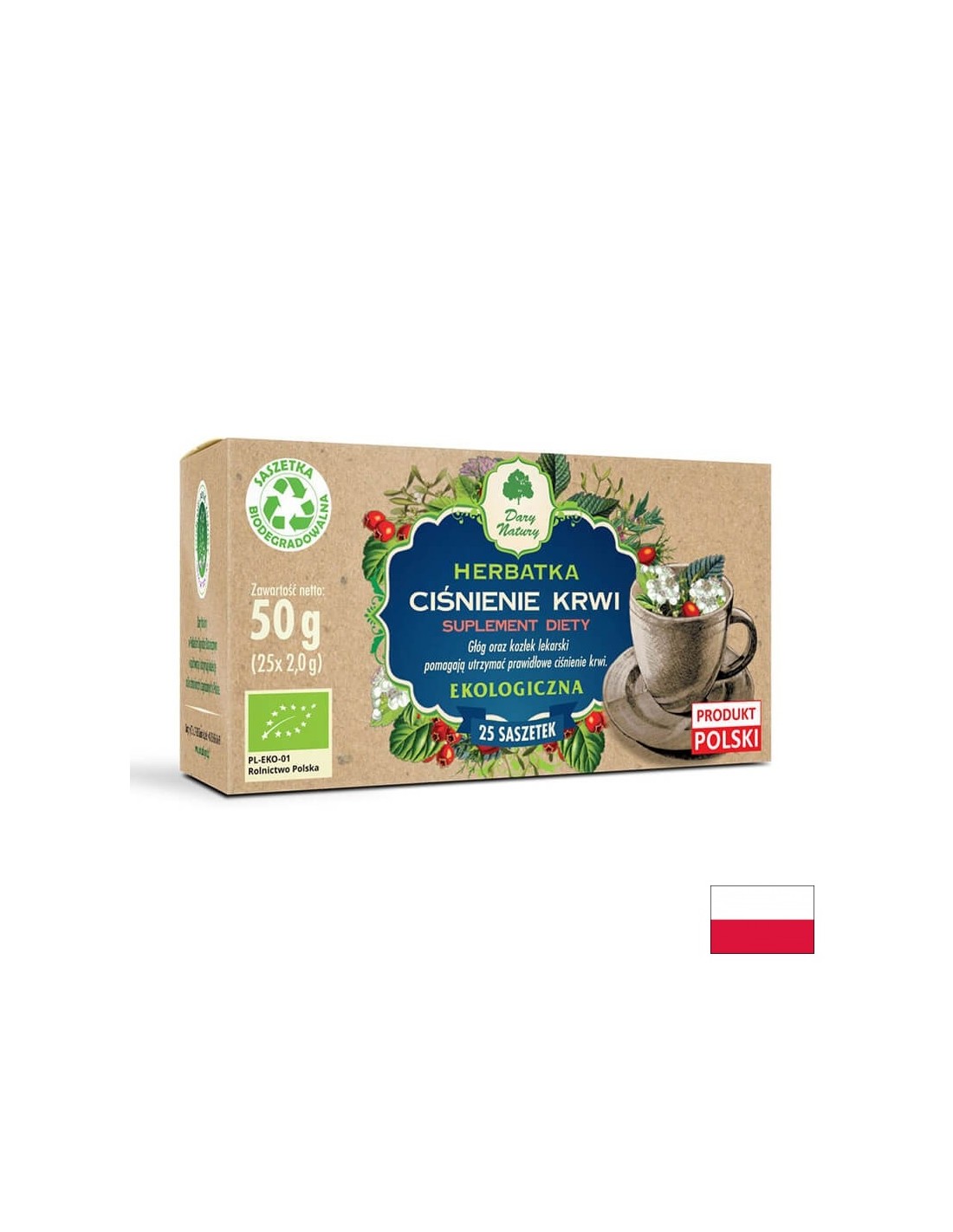 Herbal tea for maintaining blood pressure Bio, 25 packets - Nutra Best Europe