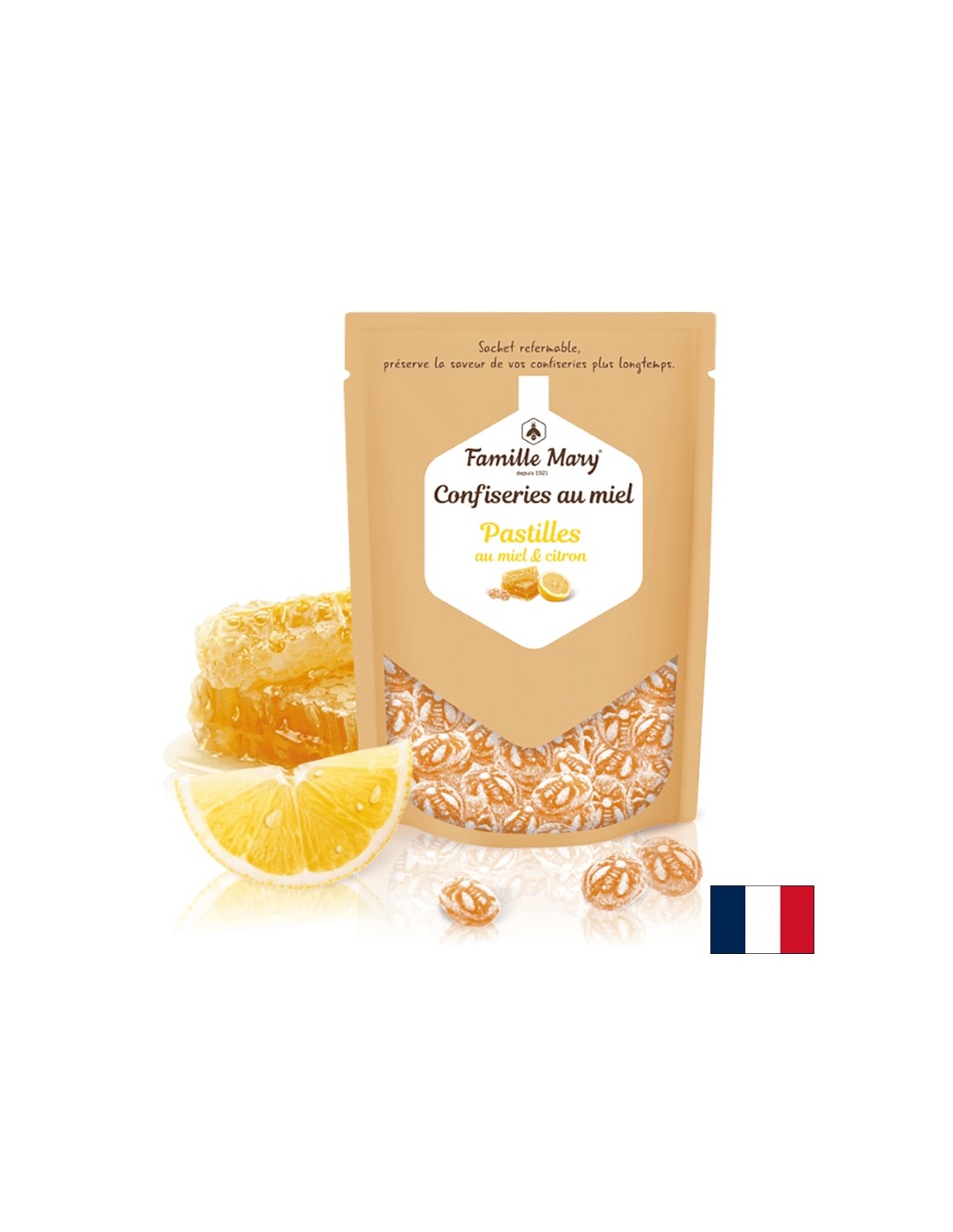 Herbal candy with honey and lemon for a healthy throat, 250 g - Nutra Best Europe
