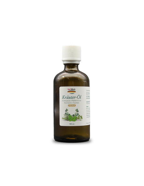Mint, eucalyptus, rosemary and thyme oils - With pain-relieving and antibacterial effect, 100 ml - Nutra Best Europe