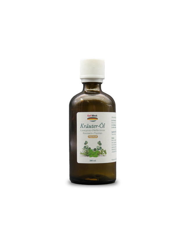 Mint, eucalyptus, rosemary and thyme oils - With pain-relieving and antibacterial effect, 100 ml - Nutra Best Europe