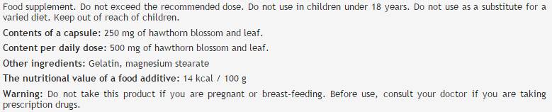 Hawthorn Flower & Leaf 250 mg - 100 capsules - Nutra Best Europe