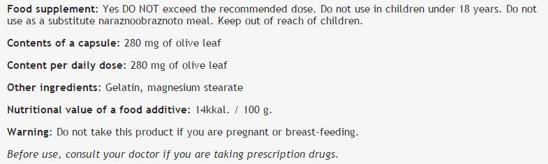 Olive Leaf 280 mg - 100 capsules - Nutra Best Europe