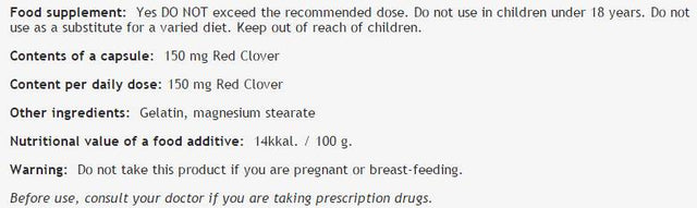Red Clover 150 mg - 100 capsules - Nutra Best Europe