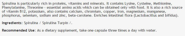 Spirulina 430 mg - 100 capsules - Nutra Best Europe